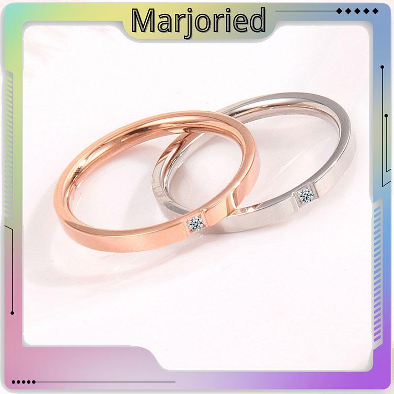 Perak / Emas Mawar / Cincin Ekor Titanium Berlian Sederhana Fashion Pria Wanita Rings-MJD