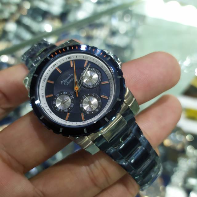 Jam tangan Alexandre Christie AC 6141 wanita silver blue original