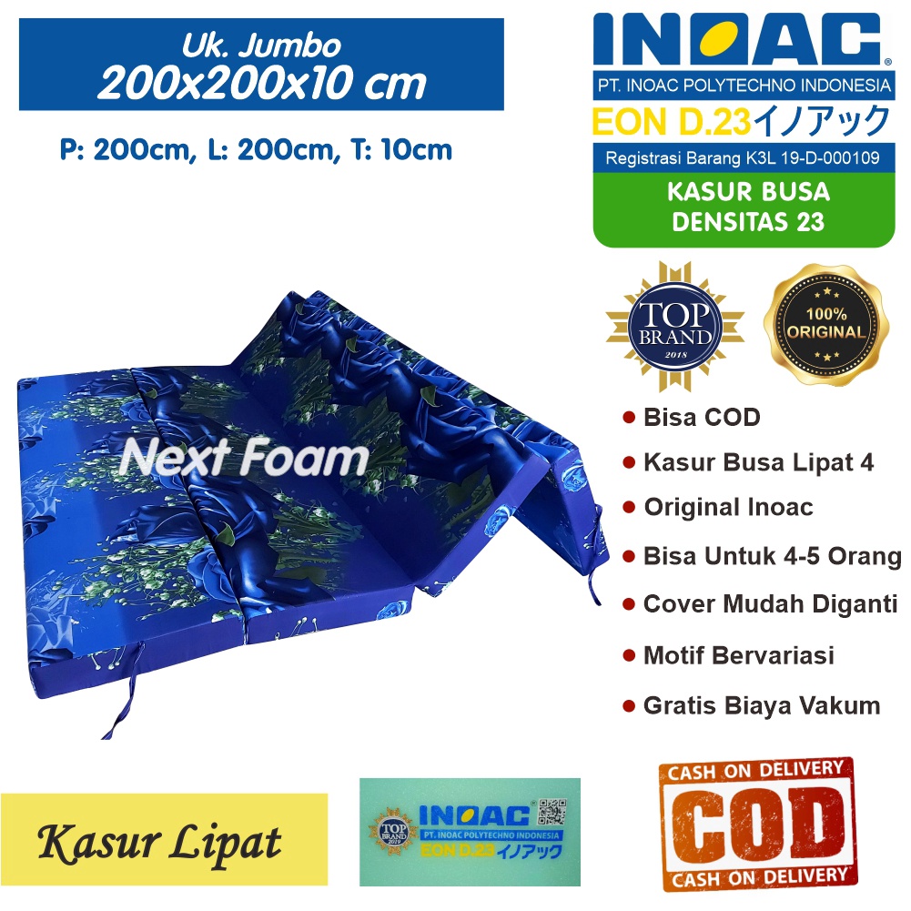 Kasur Busa Lipat Inoac Ukuran Jumbo 200x200x10 cm Tebal 10 cm EON D23 ORIGINAL INOAC Asli