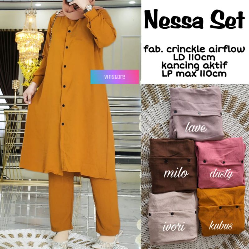 Setelan wanita set tunik celana panjang