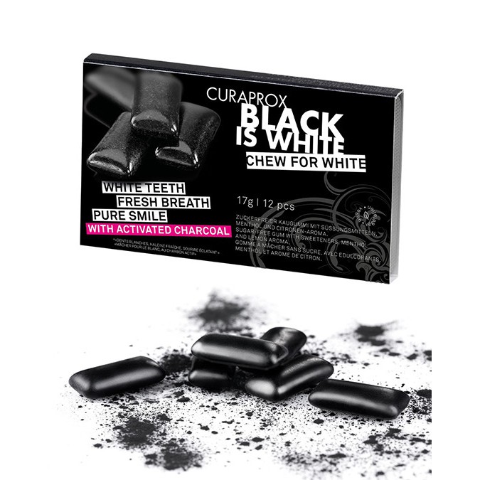 

CURAPROX Black is White To Go chewing gum (Permen Karet)