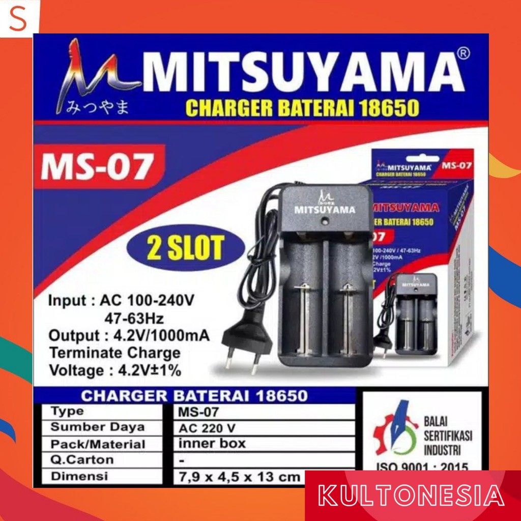 Charger Baterai 2 Slot Mitsuyama MS-07 Bisa Berbagai Ukuran Baterai