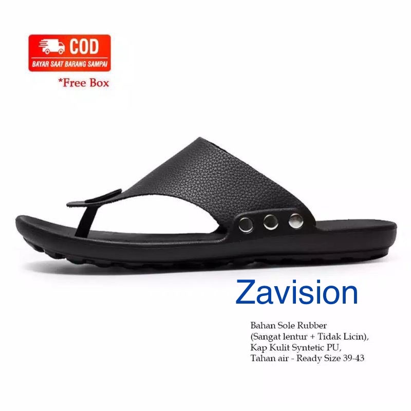 ZAVISION - sandal kulit pria terbaru anti licin sandal japit tres