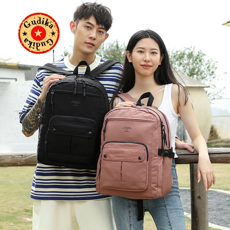 Ransel Gudika 66110 - Tas Ransel Trendy Wanita Pria Korea Multiguna Muat Laptop 14 inch Bahan Baru Nilon Kedap Air Import Original - Backpack Ootd Terbaru