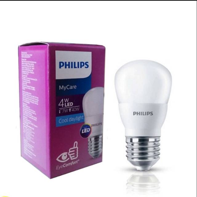 Lampu Bohlam LED Philipss 4 Watt putih Cool Daylight ( 4w 4 w 4watt)
