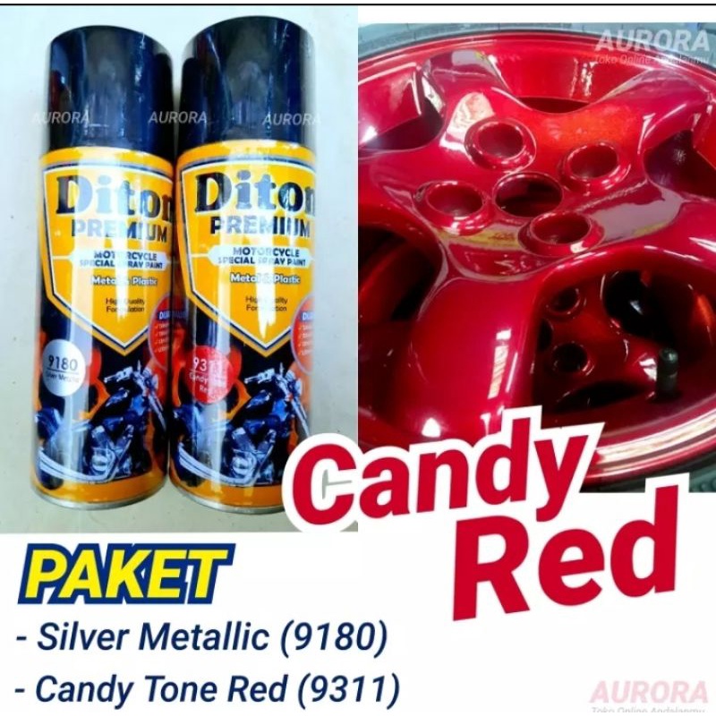 Paket Pilok Pilox DITON Premium 400cc Silver Metalik + Candy Red Merah Transparan  Termurah Ya Gan D