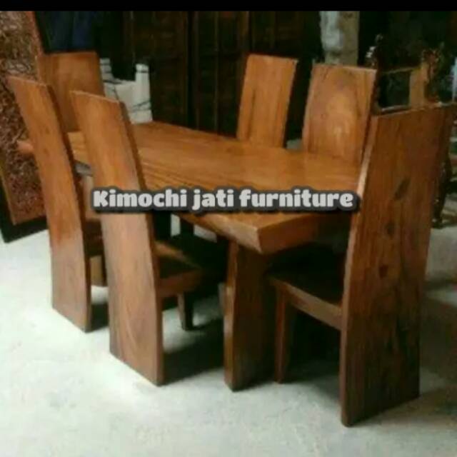 Meja makan trembesi kursi makan solid jati mebel jepara