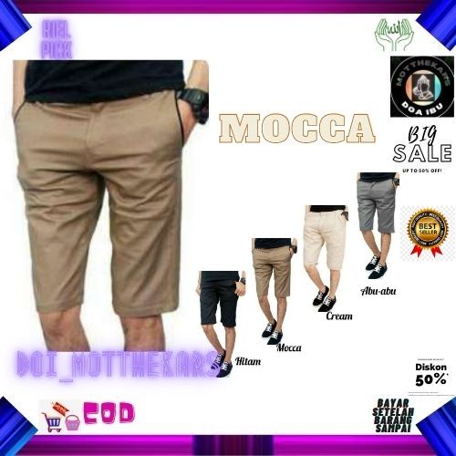 [BIG SIZE] Celana Chino Pendek Pria mick pinggang karet rip katun twill krem coklat surfing santaI