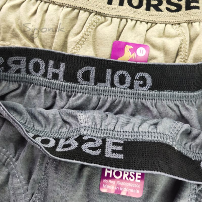 CD Brief Celana Dalam Pria Dewasa M L XL Karet Boxer HORSE GOLD Katun Murah Sigonik