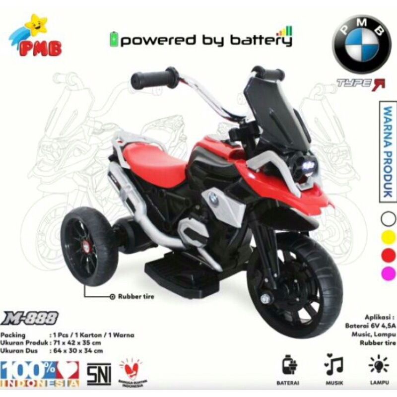 MOTOR ANAK TERMURAH MOTOR AKI M 888 MAINAN ANAK LAKI LAKI / MAINAN ANAK PEREMPUAN