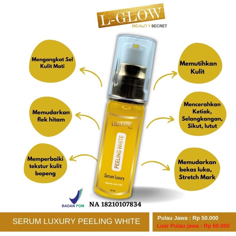 peeling badan l-glow / body serum luxury lglow/ KEMASAN BARU