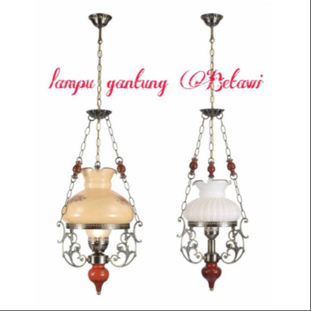 Lampu gantung hias Betawi Putih/ Kuning 30cm deko ruang utama, keluarga, teras, taman
