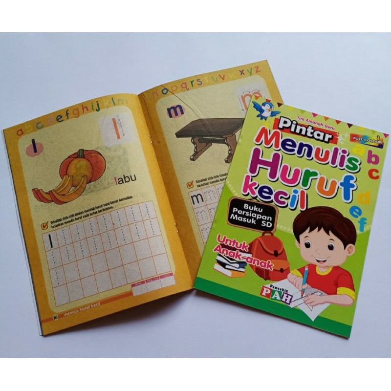 Buku Aktivitas Anak - Buku Persiapan Masuk SD Full Colour Penerbit PAH-Huruf Kecil