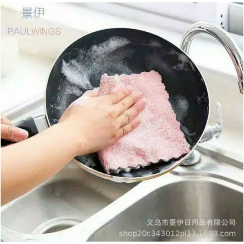 LAP DAPUR MICROFIBER TEBAL 2 LAPIS ANTI MINYAK / ANTI LENGKET PEMBERSIH PERLENGKAPAN DAPUR SERBAGUNA