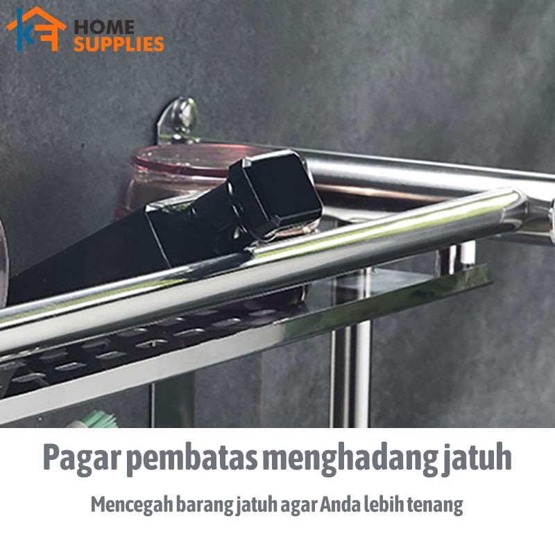 【KF】Rak Gantung Stainless Steel Dinding 3 Tingkat Tempat Sabun Rak Dapur Tempel Anti Karat