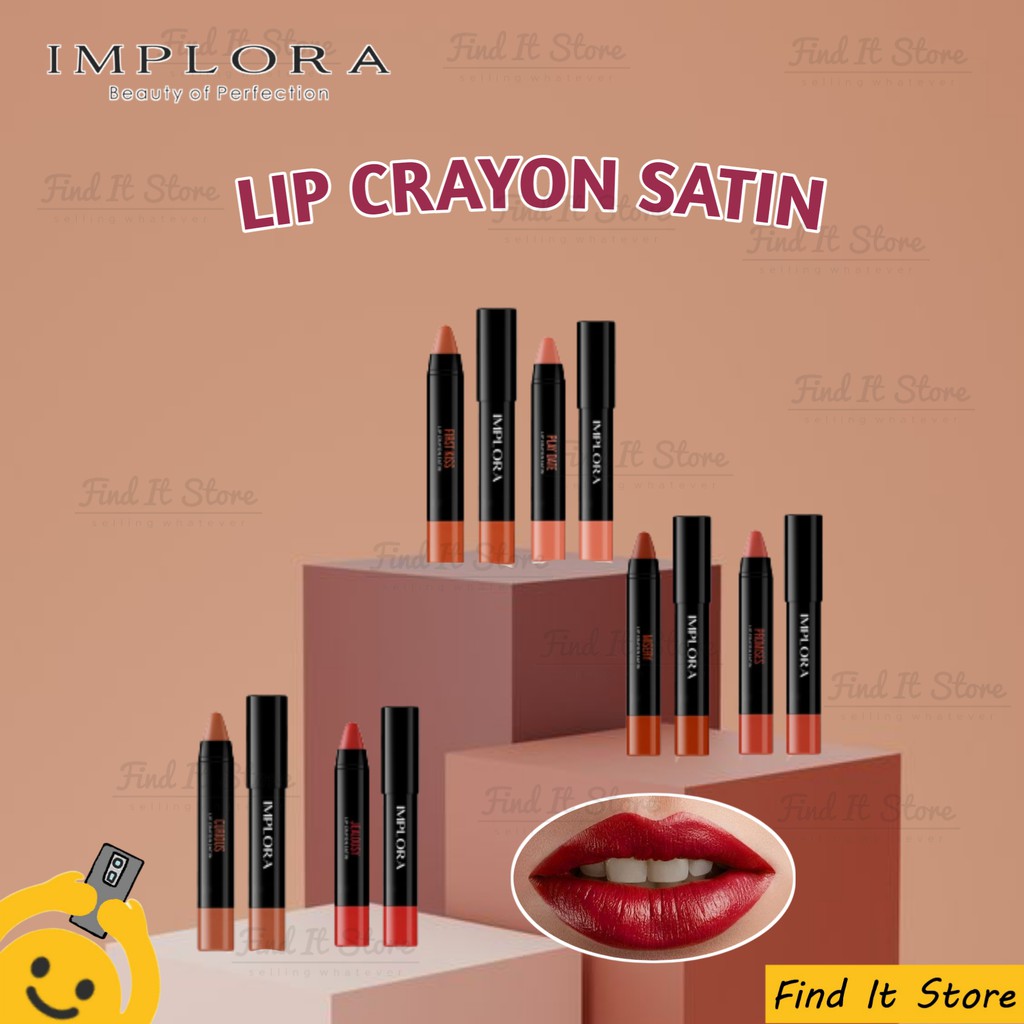 Implora Lip Crayon Satin | Lipstick | LipCrayon LipCream Satin | BPOM