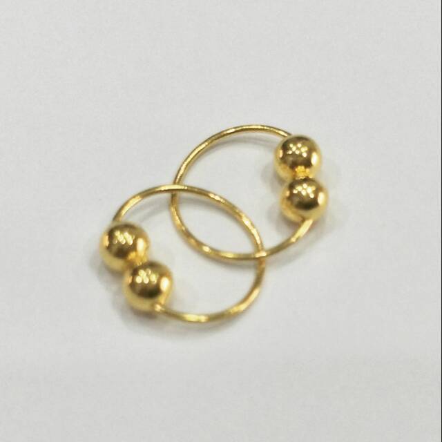 Anting emas asli kadar 875 dobel bulat