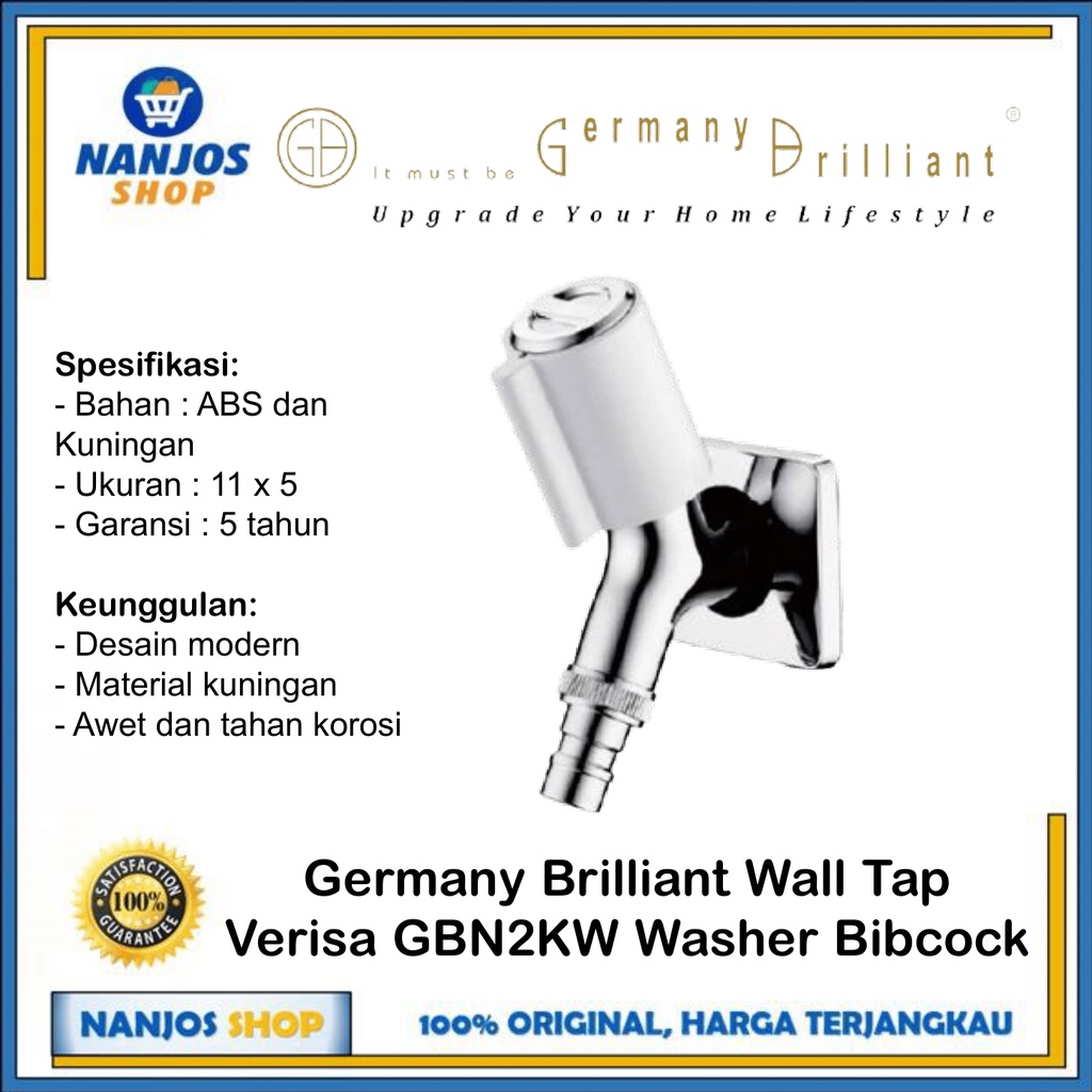 Germany Brilliant Keran Kran Tembok Wall Tap Verisa Gbn 2kw Gbn2kw