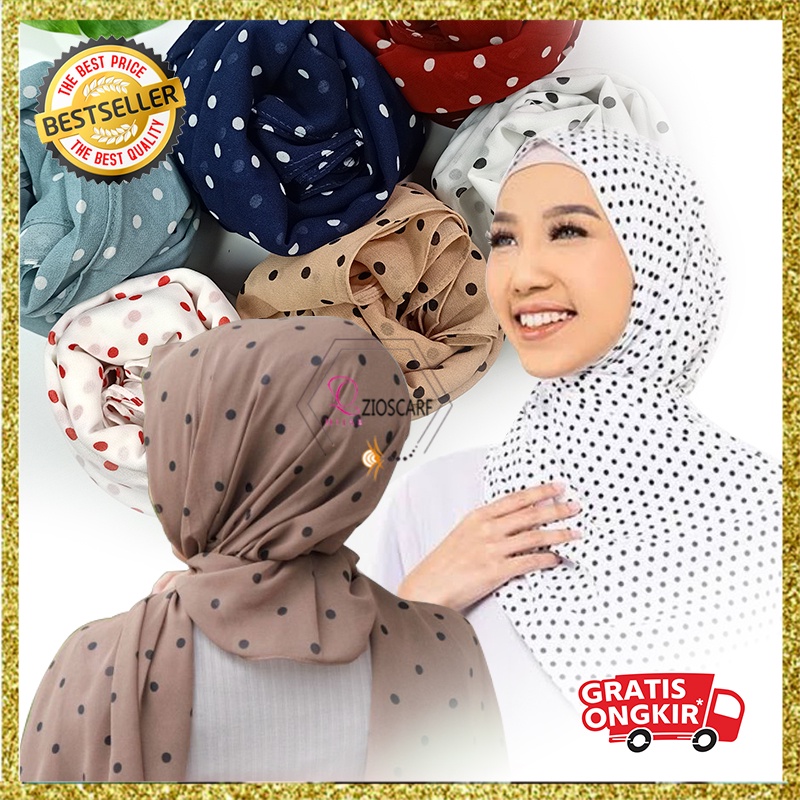 PASHMINA MALAYSIA POLKADOT JILBAB HEAVY CHIFFON HIJAB SHAWL PREMIUM IMPORT A64