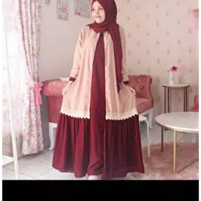 Gamis Wanita Jumbo Cardigan Rompi ld 116-120cm Premium Busui 100 % Real Pic