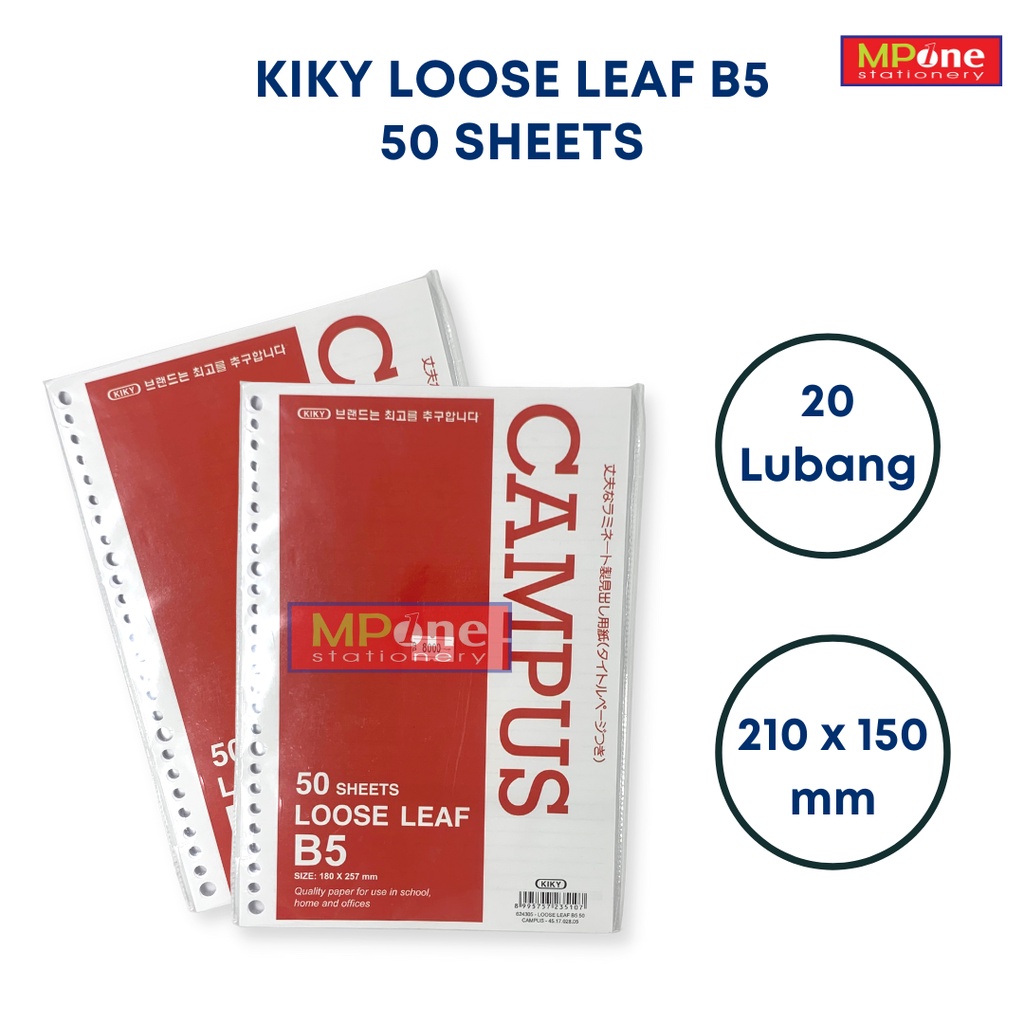 

Isi Binder Kiky / Loose leaf Bergaris / Ukuran B5 / Campus / Isi 50 Sheets