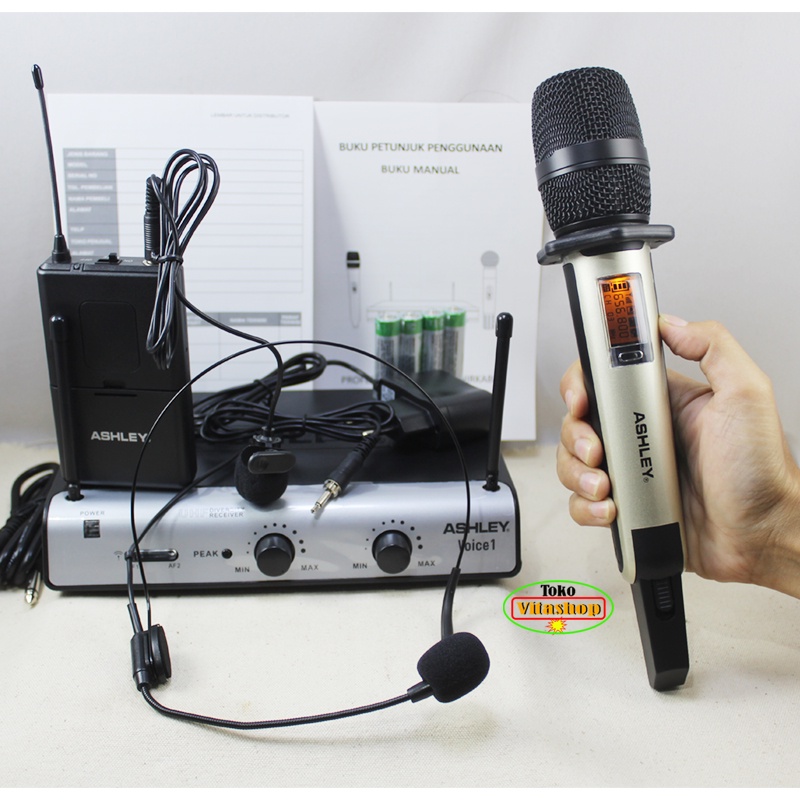 MIC ASHLEY VOICE-1 PJH / MICROPHONE PEGANG + CLIP ON/ MIC HEADSET