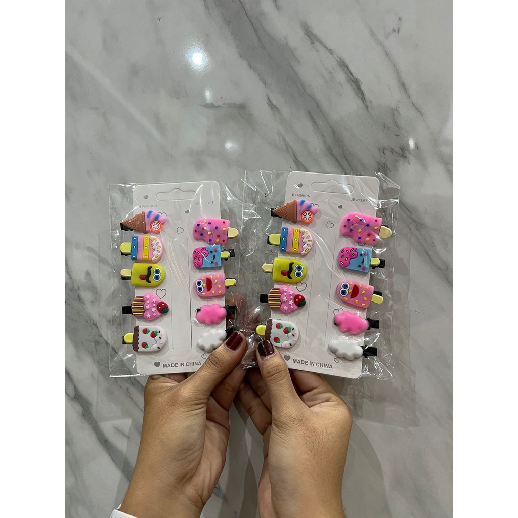 Jepit Rambut Anak Korea 10 In 1 / Kunciran Rambut anak motif karakter