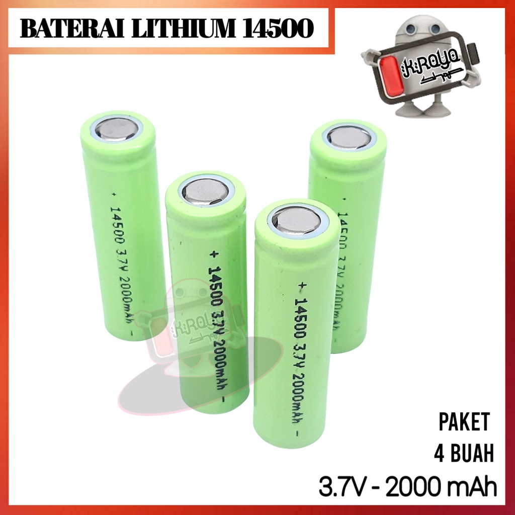 Baterai 14500 Li-ION 3.7V - 2000mAh Paket 4 Buah