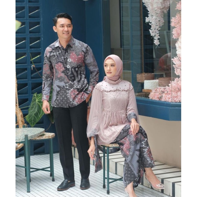 BATIK COUPLE KEBAYA TUNIK MODERN UNTUK ACARA TUNANGAN LAMARAN WISUDA KONDANGAN