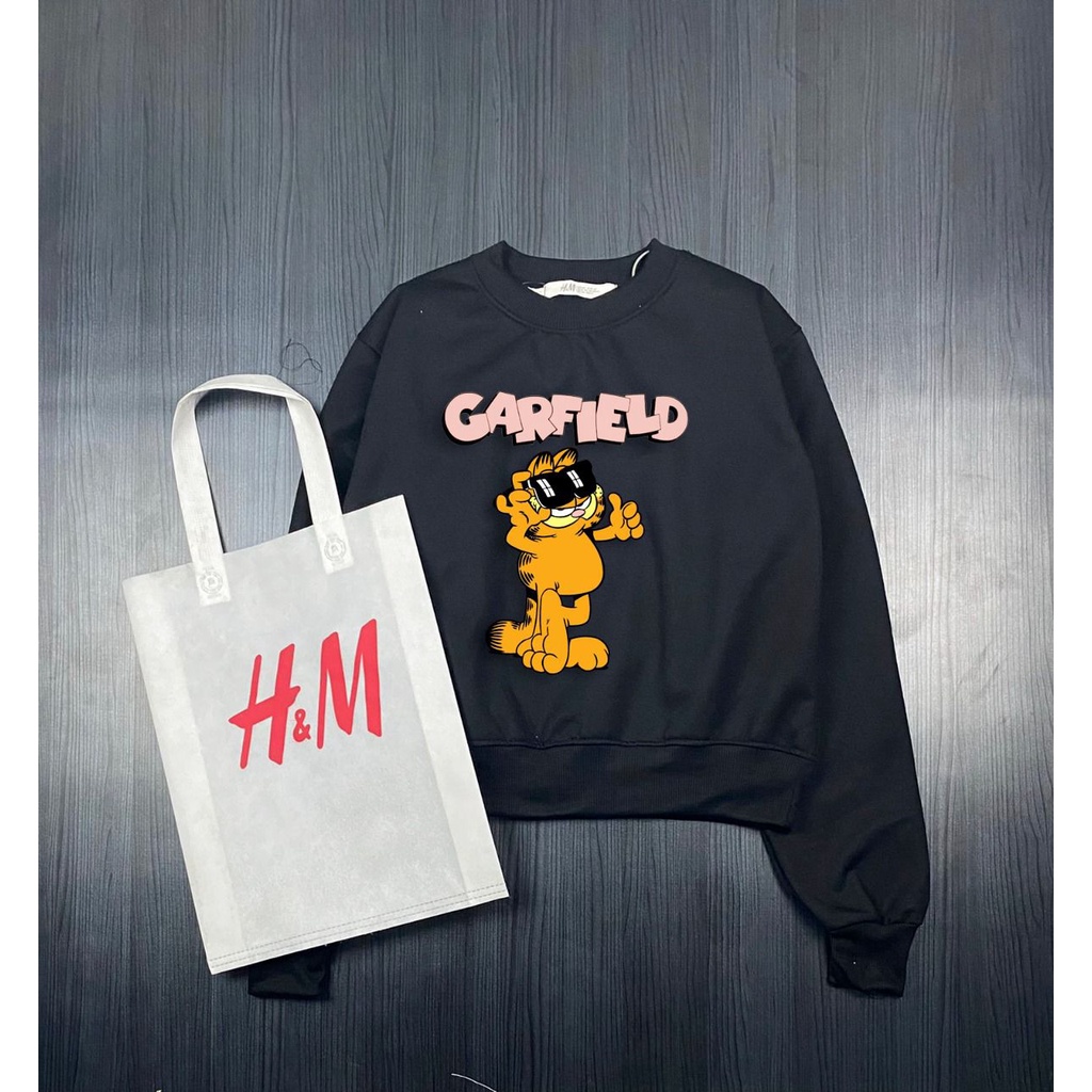 sweater crewneck crop pnb garfield free bag