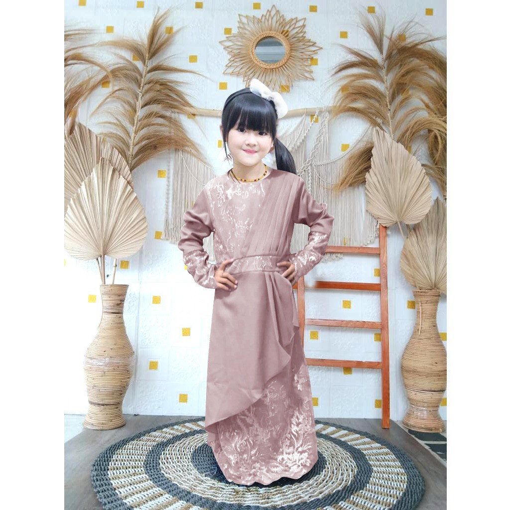 Gamis RenaKid  / GAMIS BRUKAT ANAK/GAMIS KONDANGAN ANAK/GAMIS ANAK BAHAN MOSCREPE KOMBINASI TILE/GAMIS SERAGAM