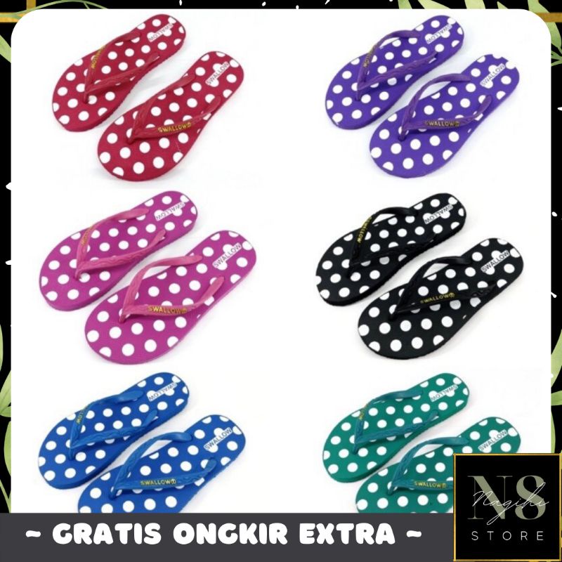 ✨NAGIHI✨ Swallow NICE Polkadot - Sandal Japit Wanita Original Swallow - Sendal Jepit/sandal asli indonesia