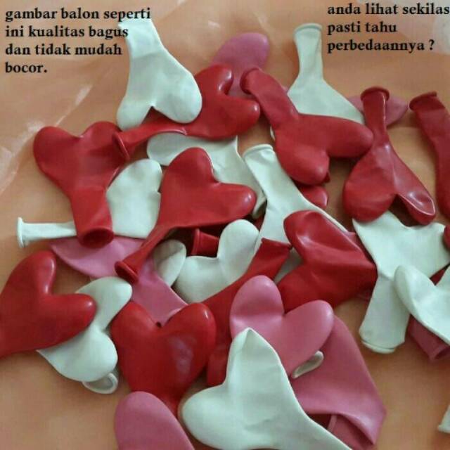 Balon Latex Bentuk Hati (ecer 10 biji)