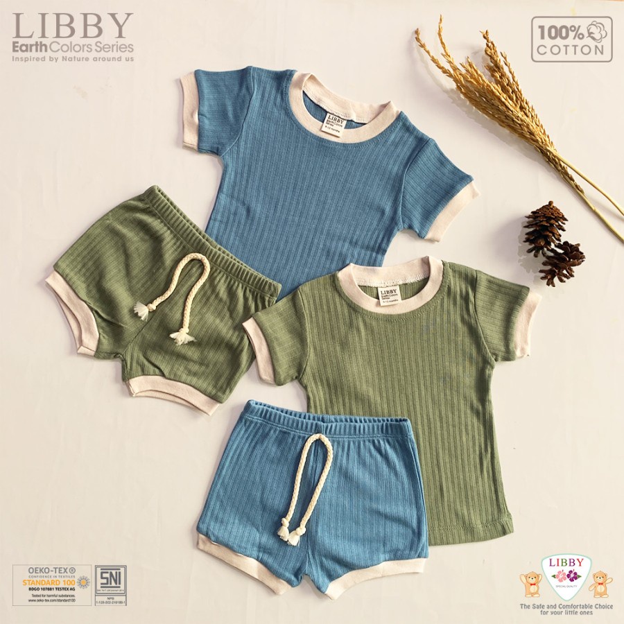 LIBBY (1stel) JASPER SET - PENDEK / Stelan Baju Short Pendek Anak Earth Series