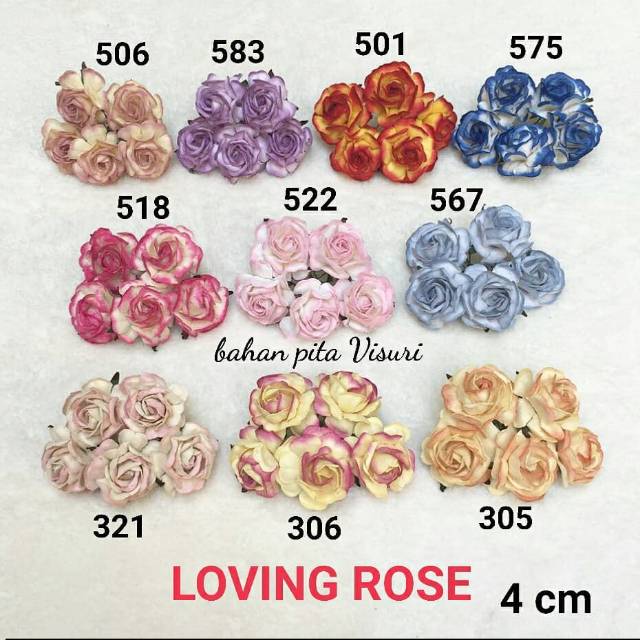 Paper Flower Loving Rose 4 cm Seri E