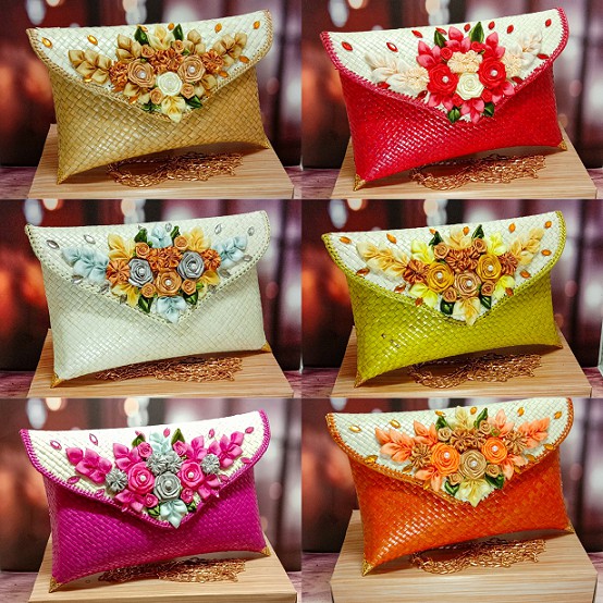 RJ CRAFT - Clutch Pesta Wanita Anyaman Pandan Eksklusif Clutch Murah Clutch Party Clutch Cantik