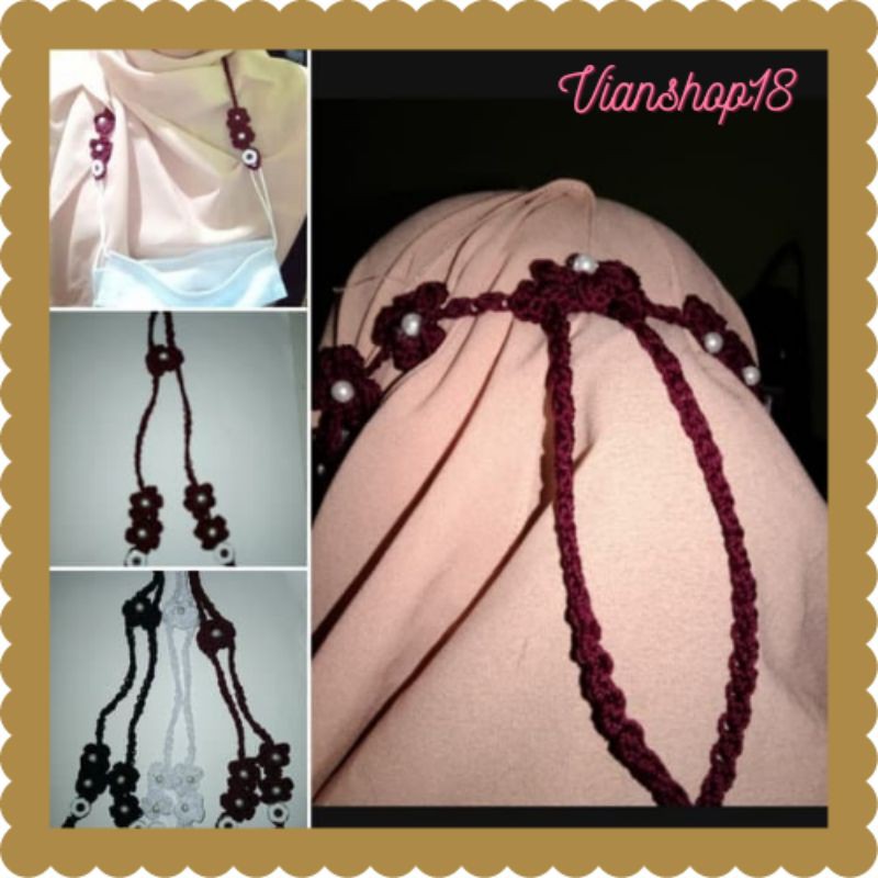 Tali masker / strap masker/ gabtungan masker/ konektor masker hijab rajut 2in1/ Tali masker rajut