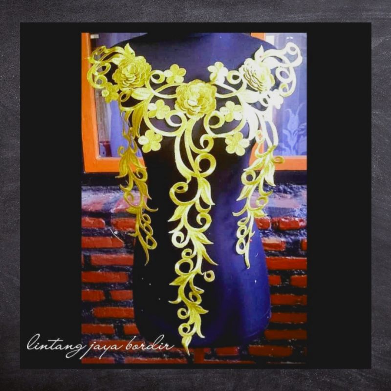 renda bordir aplikasi bunga mawar dada casandra