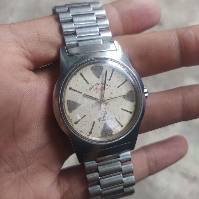 jam tangan vintage jadul West End Watch Co Sowar mesin bulova kuning