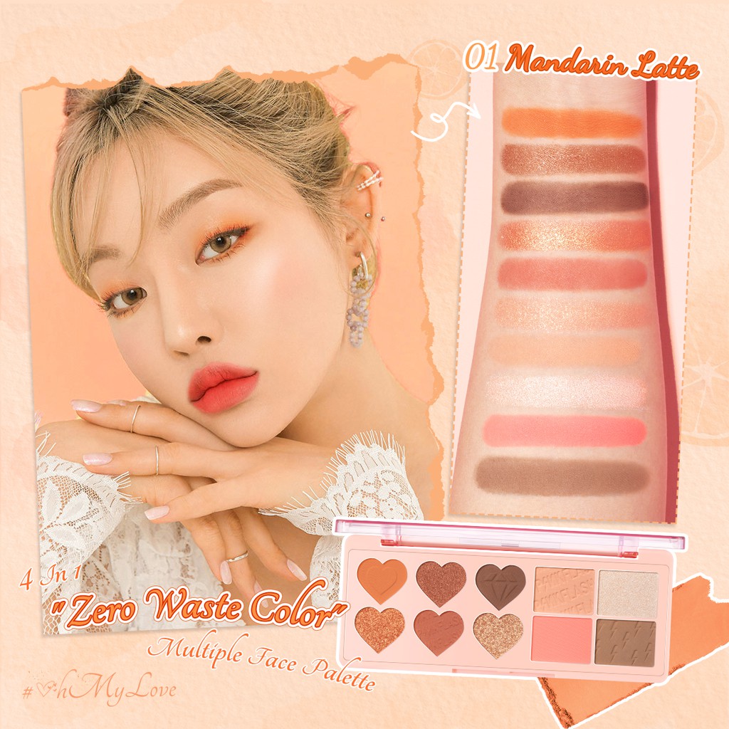 PINKFLASH OhMyLove 4 in 1 Multiple Face Palette Eyeshadow & Blush & Highlighter & Contour-01 Mandarin Latte