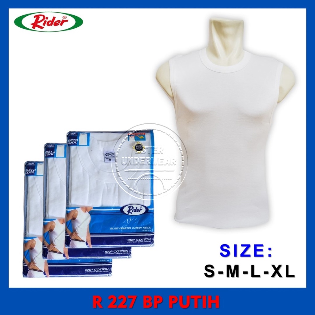 Kaos SLEEVELES RIDER O-NECK R 227 PUTIH ISI 1PCS