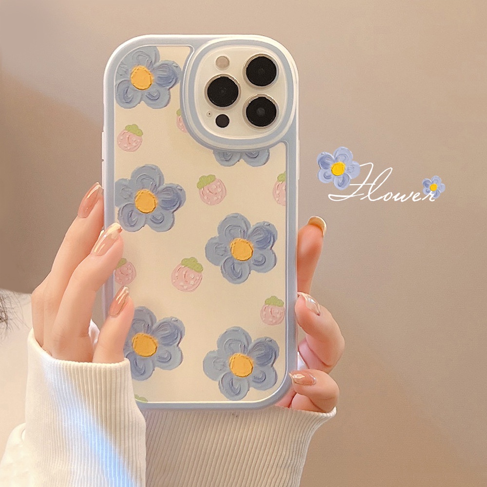 Soft case TPU shockproof Motif Lukisan Cat Minyak Bunga Untuk iPhone 11 Pro max 12 13 Pro max mini XS max xr 7 8 Se 2020 plus