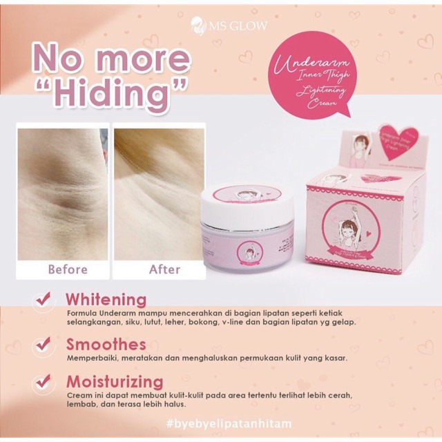 Underarm Inner Thigh Lightening Cream MS GLOW/ Cream ketiak / UNDERARM MS GLOW BPOM