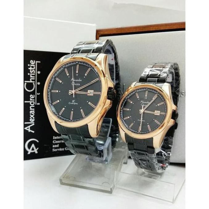 Jam Alexandre Christie Ac 8502 Couple Rosegold Black Original N9643