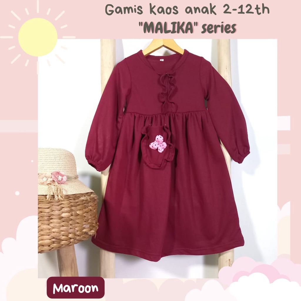 GAMIS KAOS POLOS ANAK (MALIKA series) 6-12th/ GAMIS ANAK PUTIH 6-12TH