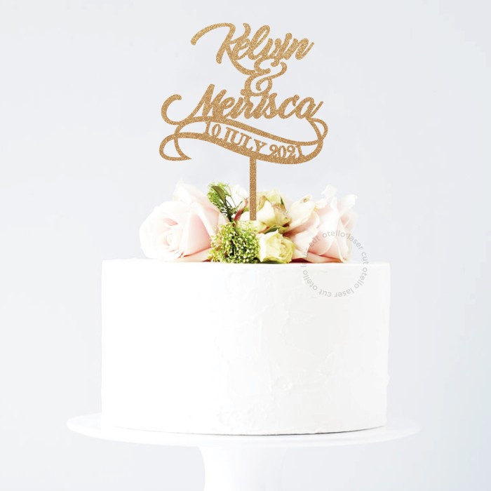 Cake Topper Akrilik Custom Nama Pasangan Wedding Couple Anniversary