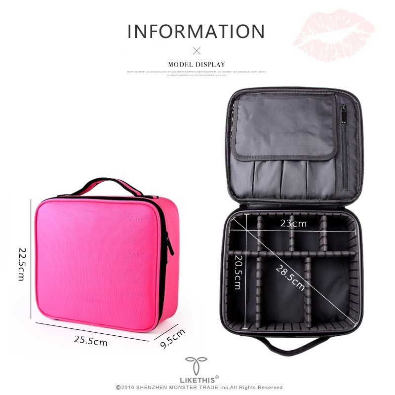 LIKETHIS Tas Kosmetik Make Up Travel Organizer Bag Wanita 37cm Hitam