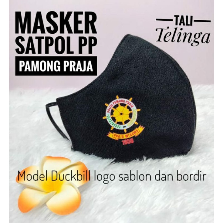 Masker Duckbill logo satpol PP pamong praja sablon/ bordir