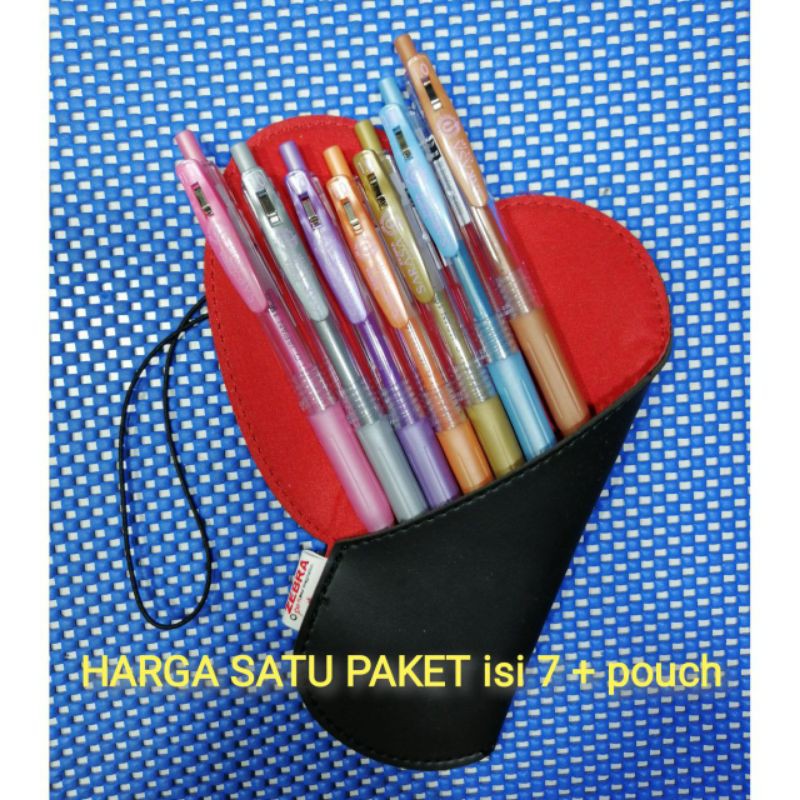 

zebra pen gel sarasa clip 1.0 1paket isi 7pcs warna dan pouch