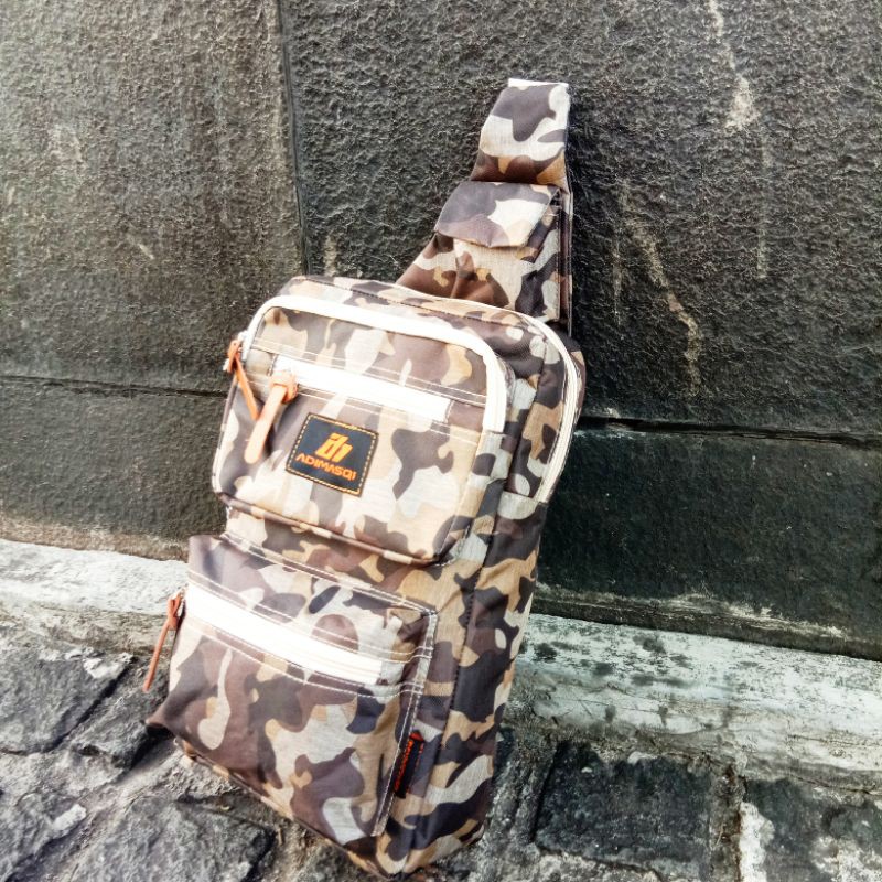 Tas Selempang Sling Bag Tactical Army Loreng Bahan Kanvas Real Pict